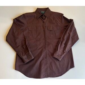 Lauren Ralph Lauren Womens Brown Long Sleeve Button Down Shirt Sz‎ M